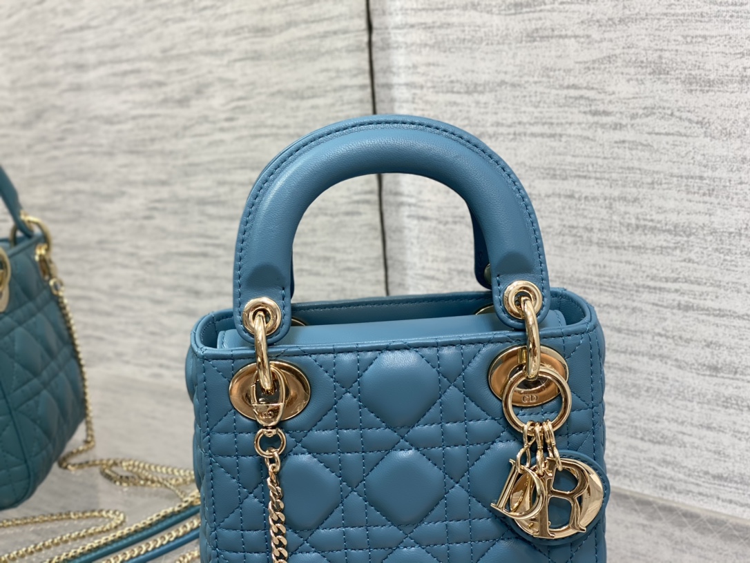 Mini Lady Dior Bag Dark Blue Cannage Lambskin